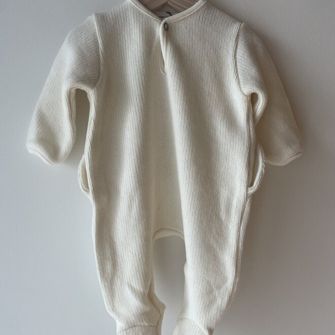 fleece onesie with feet - natural