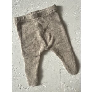 soft fleece footed pants - tan