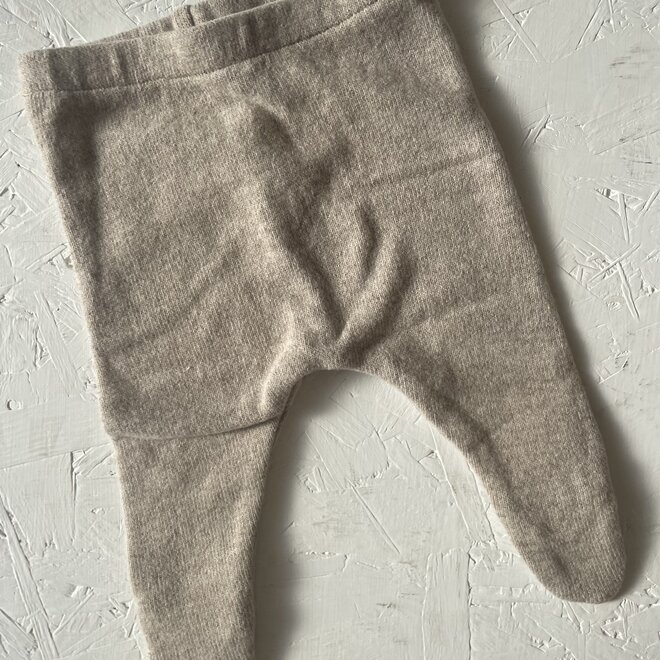 soft fleece footed pants - tan