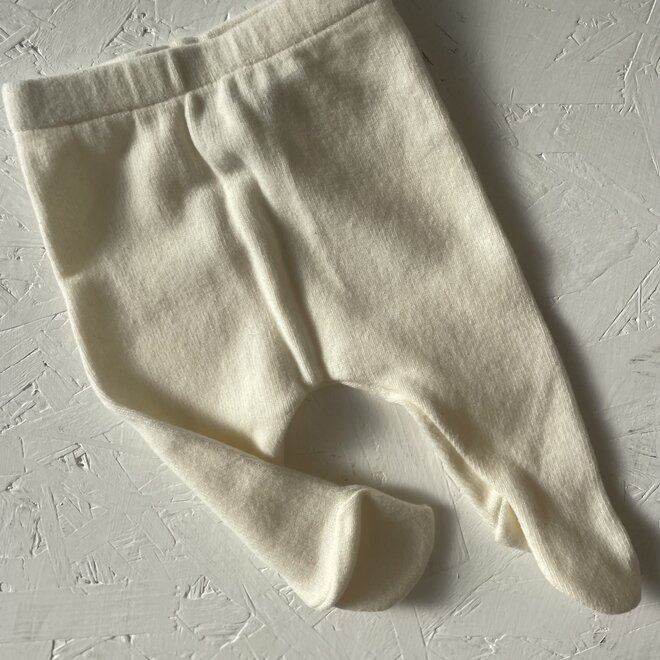 soft fleece footed pants - natural