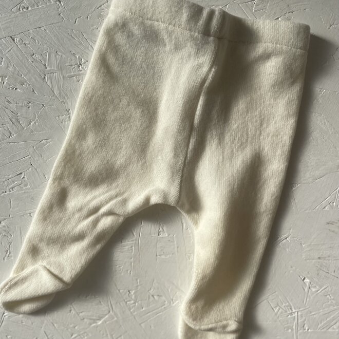 soft fleece footed pants - natural