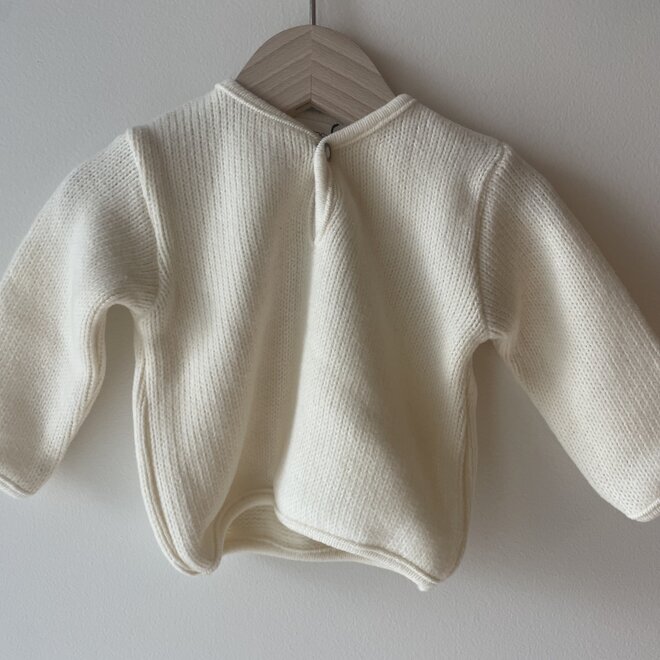 soft fleece sweater with buttons - natural