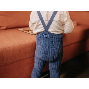 footless granny cotton tights - steel blue blend