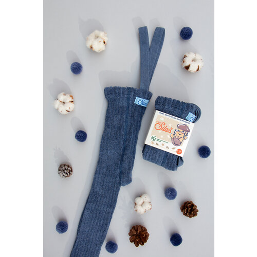 SILLY SILAS footless granny cotton tights - steel blue blend