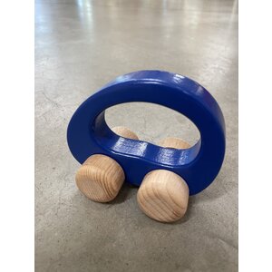 wooden car with handle - blue