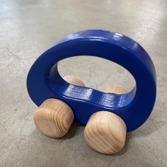 wooden car with handle - blue