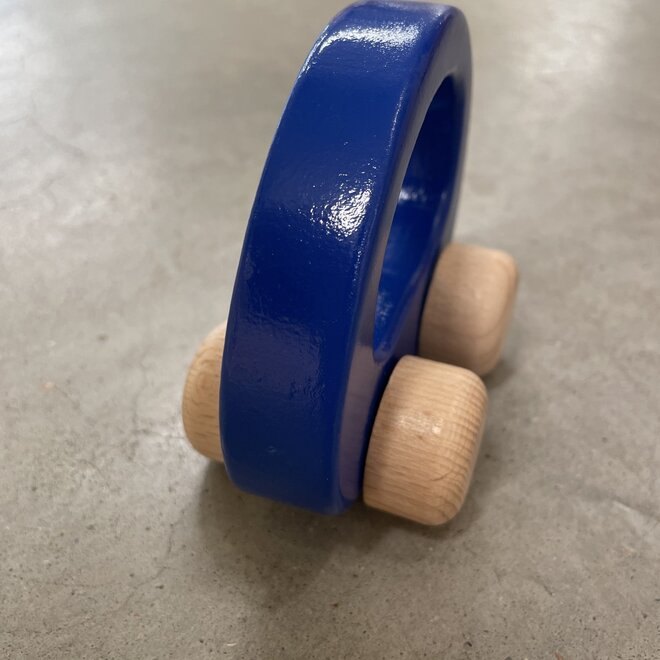 wooden car with handle - blue