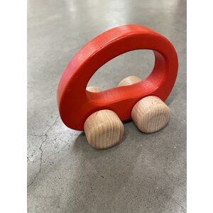 wooden car with handle - red