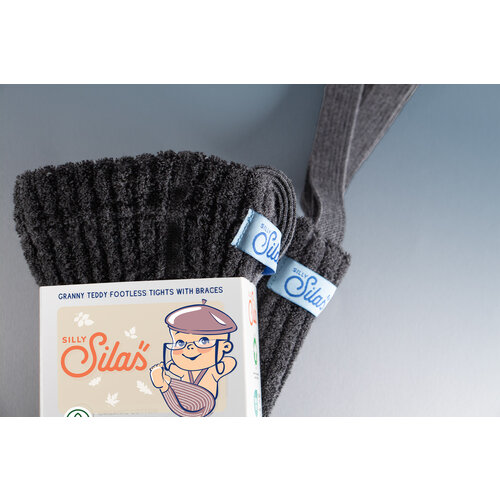 SILLY SILAS footless granny cotton tights - dark grey blend
