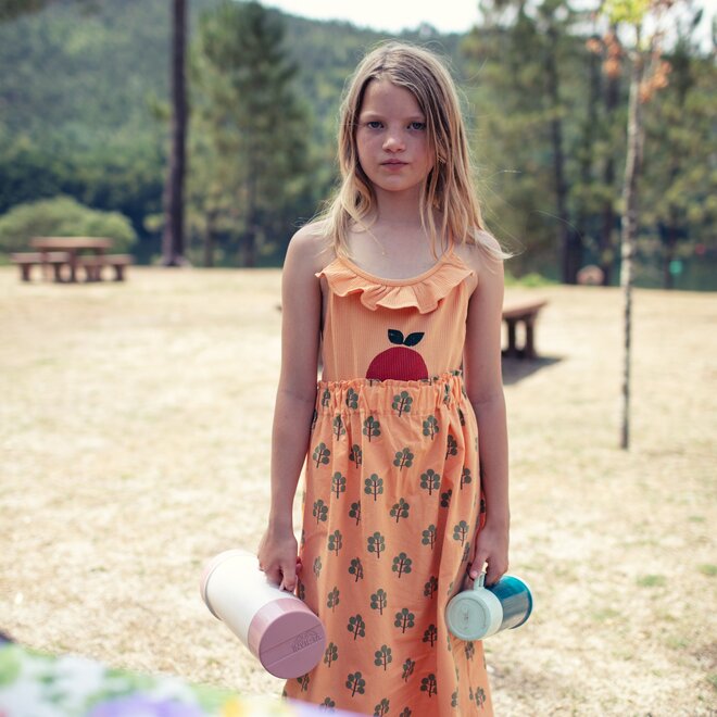 swimsuit with ruffles - peach apple print