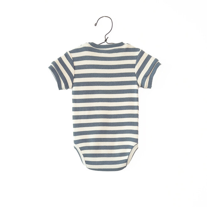 striped rib body short sleeve - sea