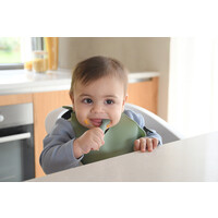 BEABA set van 2 siliconen oefenlepels - sage green/velvet grey