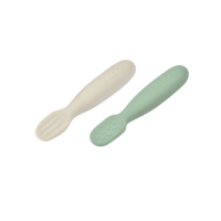 BEABA set van 2 siliconen oefenlepels - sage green/velvet grey