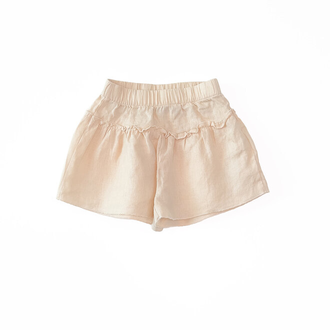 kids linen shorts with frill