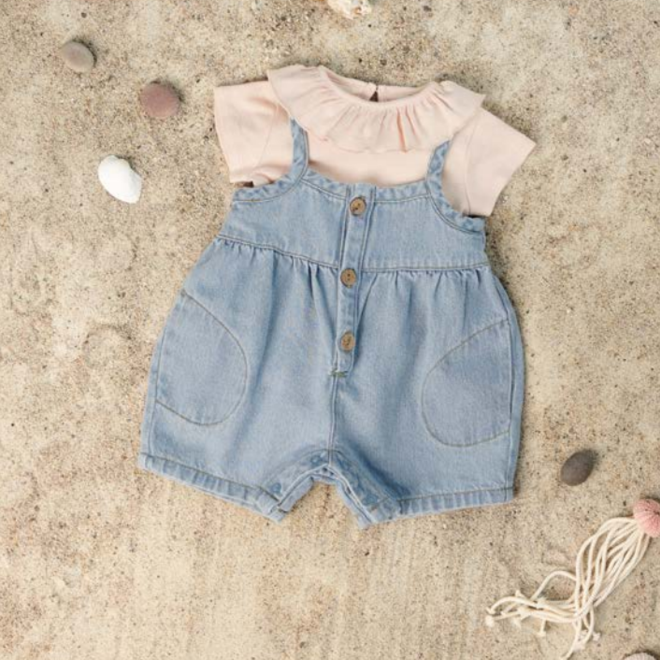 denim jumpsuit spaghetti straps short