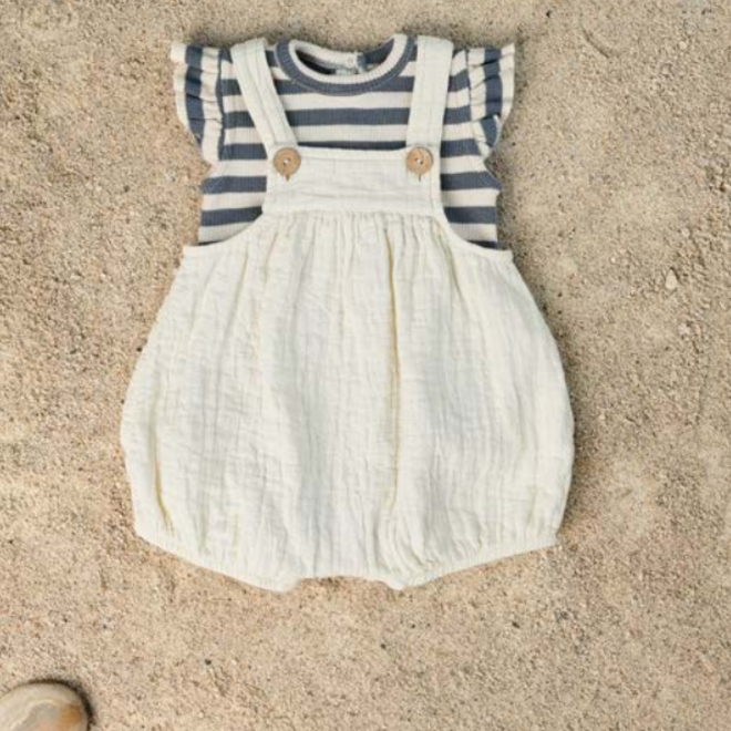 woven baby jumpsuit - ecru