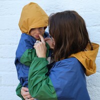 POULE PARTY rain poncho - colorblock - ash blue