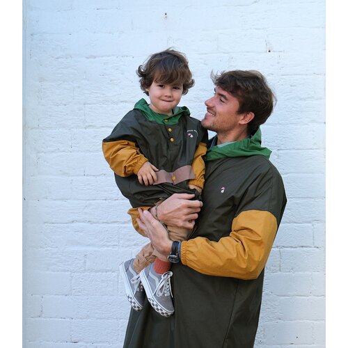 POULE PARTY rain poncho - colorblock - khaki - adults - one size