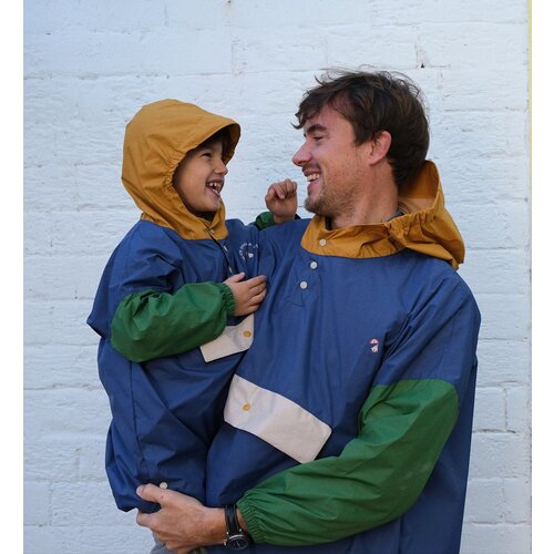 POULE PARTY rain poncho - colorblock - ash blue - adults - one size