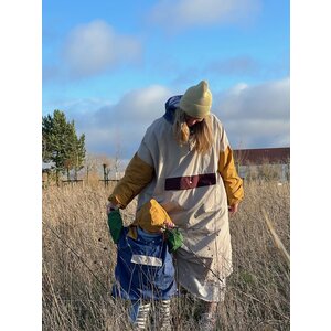 rain poncho - colorblock - beige - adults - one size