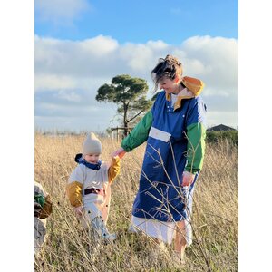 rain poncho - colorblock - ash blue - adults - one size