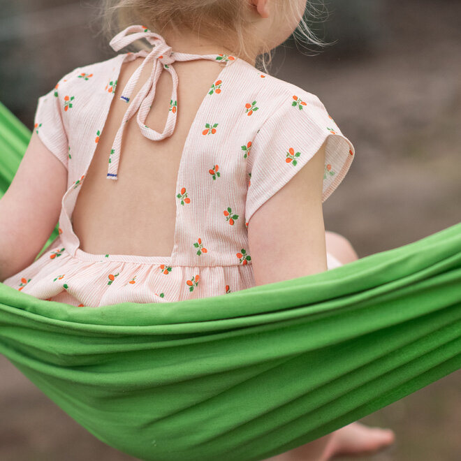 short dress - light pink stripes with little flowers