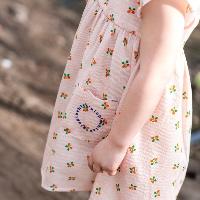 short dress - light pink stripes with little flowers