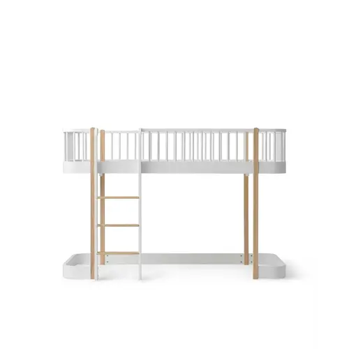 original low loft bed - 90x200 cm - white/oak OLIVER FURNITURE original low loft bed - 90x200 cm - white/oak