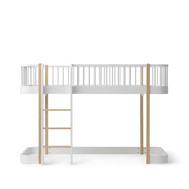 original low loft bed - 90x200 cm - white/oak