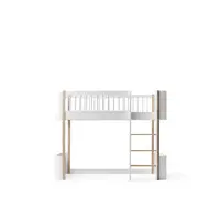 mini+ low loft bed - 68x162cm - white/oak OLIVER FURNITURE mini+ low loft bed - 68x162cm - white/oak