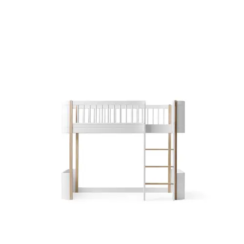 mini+ low loft bed - 68x162cm - white/oak OLIVER FURNITURE mini+ low loft bed - 68x162cm - white/oak