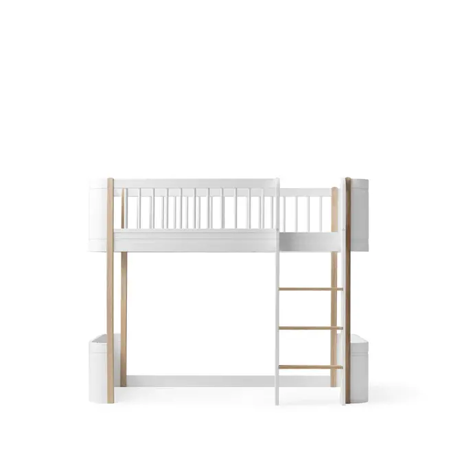 mini+ low loft bed - 68x162cm - white/oak