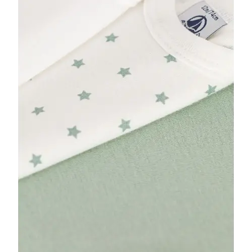 PETIT BATEAU 3 pack body short sleeves - green/star/white