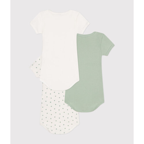 PETIT BATEAU 3 pack body short sleeves - green/star/white