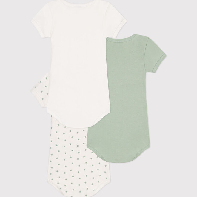 3 pack body short sleeves - green/star/white