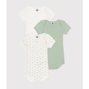 PETIT BATEAU 3 pack body short sleeves - green/star/white 3 pack body short sleeves - green/star/white