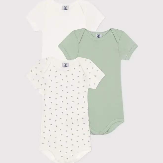 3 pack body short sleeves - green/star/white