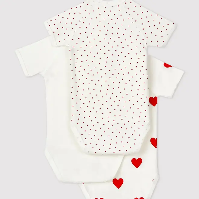 3 pack wrap-around body short sleeves - hearts