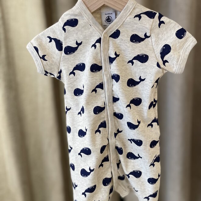 onesie short sleeves - whale