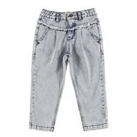 PIUPIUCHICK mom fit trousers - washed light blue - cotton demim