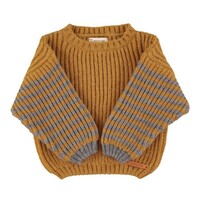 PIUPIUCHICK knitted sweater - camel & grey stripes
