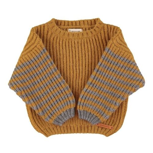 PIUPIUCHICK knitted sweater - camel & grey stripes