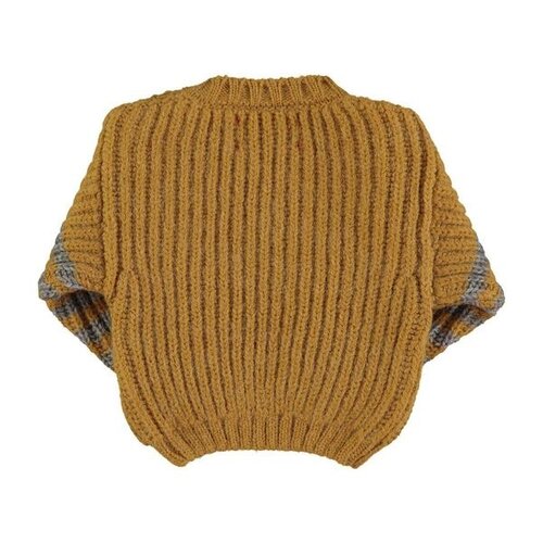 PIUPIUCHICK knitted sweater - camel & grey stripes