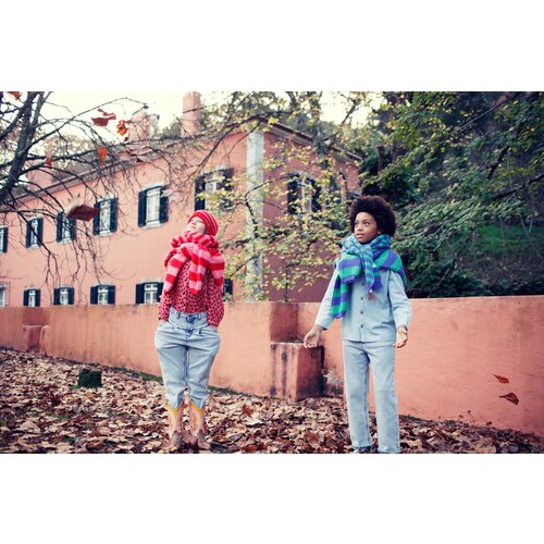 PIUPIUCHICK mom fit trousers - washed light blue - cotton demim