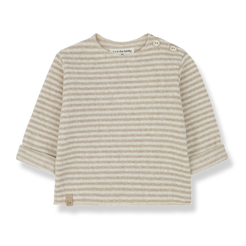 1+ IN THE FAMILY aubin soft fleece striped long sleeve shirt - beige