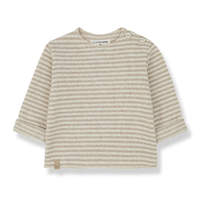 aubin soft fleece striped long sleeve shirt - beige