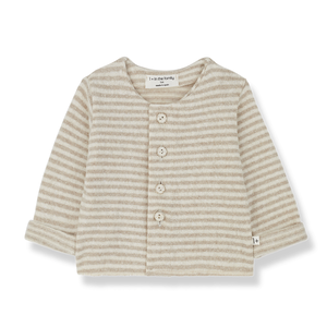 lara cardigan extra soft fleece - striped beige