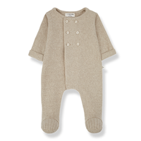 1+ IN THE FAMILY abel extra soft fleece onesie with buttons - beige