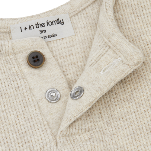 1+ IN THE FAMILY hernan rib onesie with buttons - oatmeal