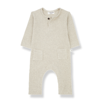1+ IN THE FAMILY hernan rib onesie with buttons - oatmeal